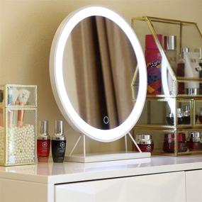 img 1 attached to 🪞 Large Lighted LED Makeup Mirror with Intelligent Touch Control, 3-Gear Dimming for Makeup Desk and Dressing Table