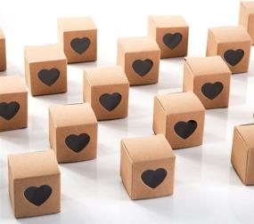 img 3 attached to 🎁 Компактные коробочки для подарков Крафт 2x2x2 дюйма с прозрачным окошком - набор из 50 штук от MOWO.