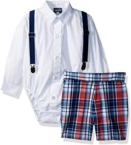 img 1 attached to Izod Boys' 4-Piece Creeper Set with Bow Tie, 👔 Suspenders, and Shorts: Stylish and Complete Outfit for Your Little Gentleman!