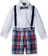 izod boys' 4-piece creeper set with bow tie, 👔 suspenders, and shorts: stylish and complete outfit for your little gentleman! logo