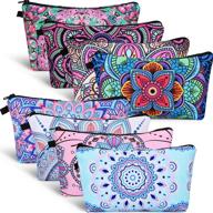 stylish and practical: 8 piece waterproof travel toiletry pouch bag set with mandala flowers design - choose from 8 unique styles! logo