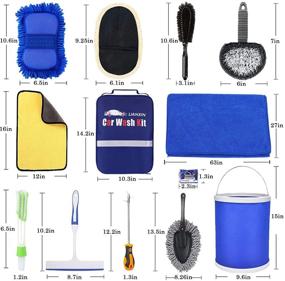 img 3 attached to LIANXIN Car Cleaning Tools Kit - Ultimate Car Wash Kit with Microfiber Cloth Towels, Collapsible Bucket, Sponges, Wheel Brush, Tire Brush & More!