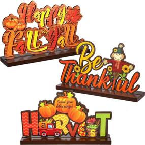 img 4 attached to 🍂 Blulu Happy Fall Y'all Party Decoration: Thanksgiving Pumpkins Table Centerpieces for Autumn Harvest Time & Fall Festival Decorations - 7.87 x 4.72 Inch