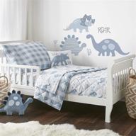 levtex baby dino toddler bed set in shades of blue and gray - dinosaur theme - 5-piece set with reversible quilt, fitted sheet, flat sheet, pillowcase, and decorative pillow logo