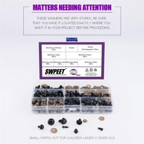img 1 attached to 👀 Enhance Your Dolls and Plush Animals with Swpeet 190Pcs Black Safety Eyes and 10 Pcs Noses Set - Perfect for Teddy Bears, Puppets, and Animal Making!