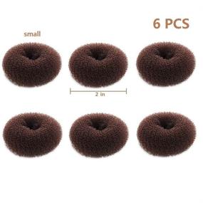 img 1 attached to 🎀 Easy-to-Use Mini Hair Bun Maker for Little Girls - 6 PCS Chignon Hair Donut Sock Bun Form for Short and Thin Hair (Small Size 2 Inch, Dark Brown)