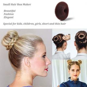 img 2 attached to 🎀 Easy-to-Use Mini Hair Bun Maker for Little Girls - 6 PCS Chignon Hair Donut Sock Bun Form for Short and Thin Hair (Small Size 2 Inch, Dark Brown)