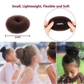 img 3 attached to 🎀 Easy-to-Use Mini Hair Bun Maker for Little Girls - 6 PCS Chignon Hair Donut Sock Bun Form for Short and Thin Hair (Small Size 2 Inch, Dark Brown)