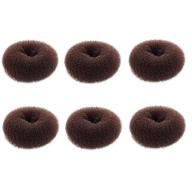 🎀 easy-to-use mini hair bun maker for little girls - 6 pcs chignon hair donut sock bun form for short and thin hair (small size 2 inch, dark brown) logo