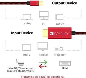 img 2 attached to 🔴 iVanky 6.6ft Nylon Braided Mini DisplayPort to HDMI Cable - Red, Ideal for MacBook Air/Pro, Surface Pro/Dock, Monitor, Projector, More