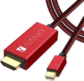 img 4 attached to 🔴 iVanky 6.6ft Nylon Braided Mini DisplayPort to HDMI Cable - Red, Ideal for MacBook Air/Pro, Surface Pro/Dock, Monitor, Projector, More