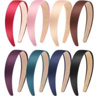 🎄 christmas satin headbands for women and girls - 8 piece anti-slip ribbon hair bands, 1 inch wide (color set 2) logo