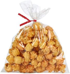 img 1 attached to 🎁 Clear Flat Cellophane Treat Bags - 100 Pcs of 8x6 inches for Bakery, Popcorn, Cookies, Candies, Dessert - includes 1.4mil Thick Bags and Free Metallic Twist Ties!