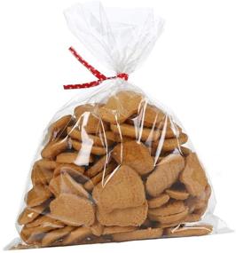 img 2 attached to 🎁 Clear Flat Cellophane Treat Bags - 100 Pcs of 8x6 inches for Bakery, Popcorn, Cookies, Candies, Dessert - includes 1.4mil Thick Bags and Free Metallic Twist Ties!