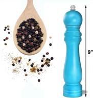 🔵 funuanbang wood salt seed spice pepper grinder - blue wooden 9'' with ceramic grinder for kitchen, hotel, and picnic logo