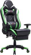 ➡️ ficmax green massage gaming chair: big and tall computer gamer chair with footrest, reclining video game chair for e-sport – headrest and lumbar support included логотип