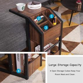 img 2 attached to 🏮 Contemporary C Table Snack End Table with Storage - NXN-HOME Sofa Side Table for Coffee Laptop Tablet, Metal Frame Couch Bedside Table in Living Room or Bedroom