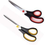 🔪 multipurpose 9.5" fabric scissors: soft comfort-grip, sharp titanium coated, forged stainless steel, tailor sewing, craft paper shears & more - colorful office scissors 2-pack logo