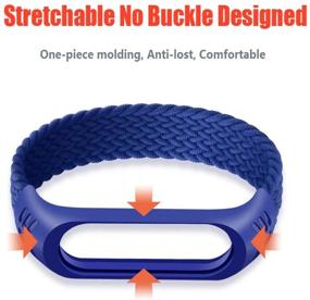 img 2 attached to 🔗 EMIOBAND Braided Solo Loop: Premium Silicone Fabric Stretchable Nylon Strap for Xiaomi Mi Band 5/4/3