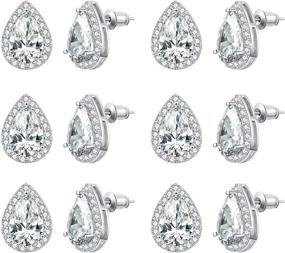 img 4 attached to 💍 DHQH Teardrop Stud Earrings for Bridesmaids - 4/6 Pairs Classic Cubic Zirconia Jewelry for Women and Girls. Perfect Gift for Brides and Bridesmaids, Proposal and Wedding Accessories I Couldn’t Tie the Knot Without You.