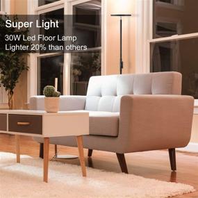 img 3 attached to 💡 Modern Torchiere Floor Lamp, 30W/2400LM, Sky LED, Super Bright - 3 Color Temperatures - Remote & Touch Control - Tall Standing Pole Light for Living Room, Bedroom, Office (Black)