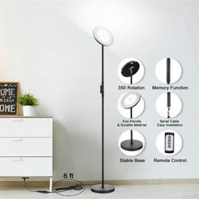 img 1 attached to 💡 Modern Torchiere Floor Lamp, 30W/2400LM, Sky LED, Super Bright - 3 Color Temperatures - Remote & Touch Control - Tall Standing Pole Light for Living Room, Bedroom, Office (Black)