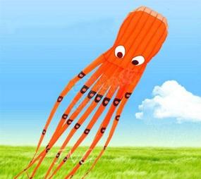 img 3 attached to 🏊 Dive into the Sky with the 7M Large Octopus Paul Parafoil Kite – Vibrant Orange Edition with Handle & String by LW