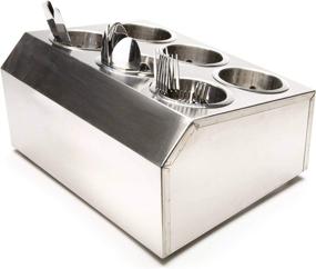 img 3 attached to 🍴 6-Compartment Utensil Holder in Stainless Steel with 6 Inserts - Caddy for Kitchen, Bars, Coffee Shops, Restaurants, Hotels - Drying Rack & Storage Solution for Flatware and Silverware