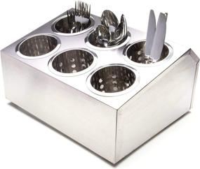 img 4 attached to 🍴 6-Compartment Utensil Holder in Stainless Steel with 6 Inserts - Caddy for Kitchen, Bars, Coffee Shops, Restaurants, Hotels - Drying Rack & Storage Solution for Flatware and Silverware