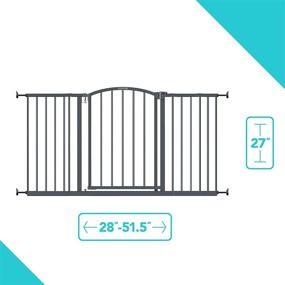 img 3 attached to 🚪 Gray Extra Wide Decor Safety Baby Gate - 27” Tall, Fits Openings of 28” to 51.5” Wide, 20” Wide Door Opening - Ideal Baby/Pet Gate for Extra Wide Doorways