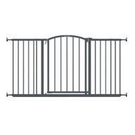 🚪 gray extra wide decor safety baby gate - 27” tall, fits openings of 28” to 51.5” wide, 20” wide door opening - ideal baby/pet gate for extra wide doorways logo