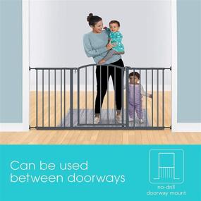 img 2 attached to 🚪 Gray Extra Wide Decor Safety Baby Gate - 27” Tall, Fits Openings of 28” to 51.5” Wide, 20” Wide Door Opening - Ideal Baby/Pet Gate for Extra Wide Doorways