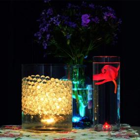 img 1 attached to 🌊 Waterproof Submersible LED Lights with Remote Control: Flameless Tea Light Candle, Diamond Shape, Bright White, Warm White, RGB Colors - Perfect for Vases, Fish Tanks, Weddings, Halloween, Ponds