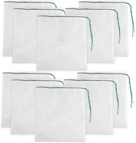 img 3 attached to 🐠 SunGrow 10 Pack Aquarium Media Filter Bags - 13.7” x 10” Nylon Mesh Pouch with Green Drawstring, White - Enhance Water Filtration