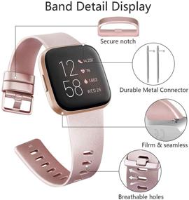 img 3 attached to 📦 [Pack of 3] Silicone Bands for Fitbit Versa 2, Classic Adjustable Sport Bands for Men and Women (Small Size- Blue, Rose Gold, Gold)