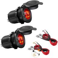 🔌 yonhan 2 pack waterproof marine grade cigarette lighter socket: power supply outlet and adapter with fuse & wire for car, boat, motorcycle (12v/24v dc) logo