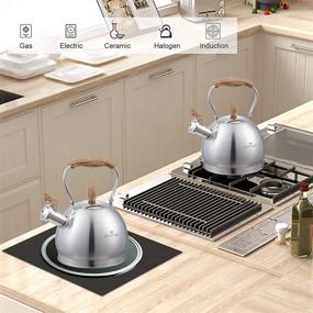 img 3 attached to Чайник Silver-rw Silver-rw Stovetop - 2.5 кварта нержавеющей стали с свистящим носиком и деревянной ручкой.