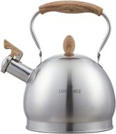 🍵 silver-rw stovetop tea kettle - 2.5 quart stainless steel teapot with whistling spout and wood pattern handle logo