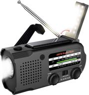 📻 lukasa 5000mah emergency hand crank portable solar radio with am/fm/noaa weather, rechargeable led flashlight, phone charger, reading lamp, sos alarm (black) logo