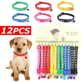 img 3 attached to Xiaolanwelc@ 12Pcs/lot Reflective Nylon Dog Collar with Bell - Adjustable 19-32cm - Heavy Duty & All Weather - Ideal for All Breeds