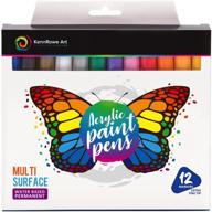 kennrowe art ultra-fine tip acrylic paint marker set of 12 - permanent water based paint pens ideal for adults, kids, artists, crafts, cosplay, and rock painting! logo