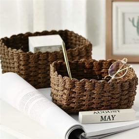 img 3 attached to 🧺 Organize and Declutter with LA JOLIE MUSE Woven Storage Baskets - Set of 3 (Brown)