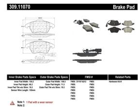 img 3 attached to 🔥 Высокопроизводительные тормозные накладки StopTech 309.11070 Sport с шимами и арматурой: усилите свою тормозную мощность.