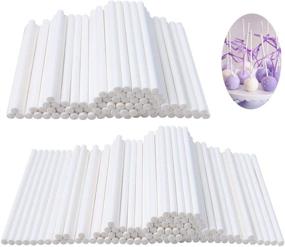 img 4 attached to 🍭 300 White 4 Inch Lollipop Sticks for Cake Pops, Cookies, Candy, Chocolate - Ideal for Parties and Baking