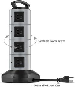 img 1 attached to Сетевой фильтр с защитой от перенапряжения TNP Tower Power Strip с USB-портами - 14 розеток + 4 USB-порта для зарядки, настольная зарядная станция с индивидуальными выключателями, адаптер с разъемом для 6 футового удлинителя