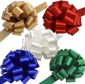 img 2 attached to 🎁 Set of 5 Large Christmas Gift Pull Bows - Gold, White, Green, Blue, Red, 9" Wide - Ideal for Presents, Birthdays, Holidays, Boxing Day, Fundraisers, School Dances