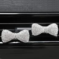 💎 bling bowknot car vent clips charms 2 pack - crystal air freshener perfume clip with silver-white sparkling diamonds - aromatherapy rhinestones car vent interior decoration gift by sikawai - bow-knot logo