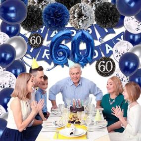 img 3 attached to 🎉 Blue and Silver 60th Birthday Decorations: Happy 60 Balloons Banner for Men and Women