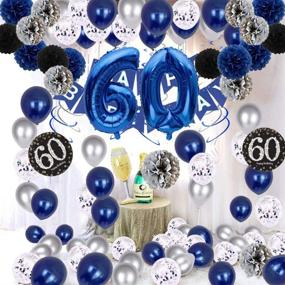 img 1 attached to 🎉 Blue and Silver 60th Birthday Decorations: Happy 60 Balloons Banner for Men and Women