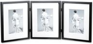 🖼️ black wood hinged triple picture frame by lawrence frames - 8x10-inch size with bevel cut mats for 5x7-inch photos логотип